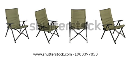 folding camp chair isolated on white background. Royalty-Free Stock Photo #1983397853