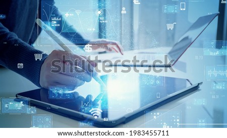 Business and technology concept. Smart office.  Management strategy. GUI (Graphical User Interface). Royalty-Free Stock Photo #1983455711