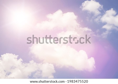 Blue sky image with clear white cloud background for banner design. Abstract beautiful white cloudscape with blue sky color like a heaven or freedom scenery day. Open skyline sunny day, bright cloud