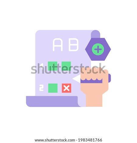 School examination vector flat color icon. Student choosing answer for test paper. Education and studying. Learning course. Cartoon style clip art for mobile app. Isolated RGB illustration