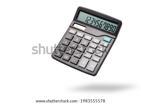 black calculator isolated on white background Royalty-Free Stock Photo #1983555578