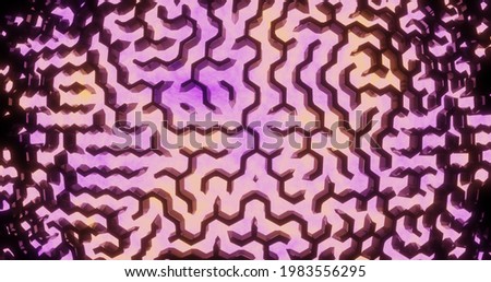 Labyrinth with glowing floor pink abstract. 3d illustration