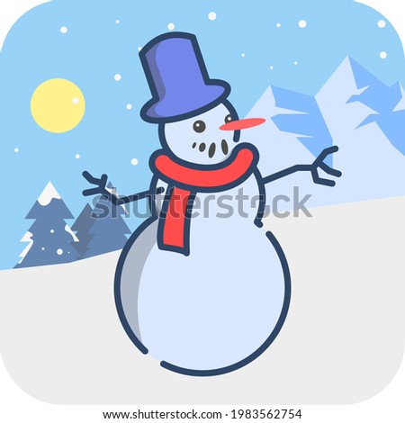 Cute snowman cartoon character. Winter is coming