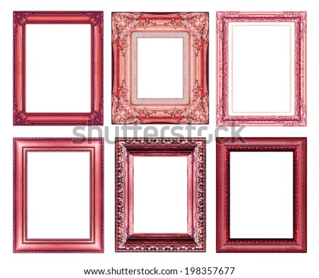 set of vintage red frame with blank space  