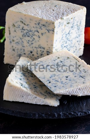 Roquefort or blue cheese. Traditional snacks in France and Italy. gourmet cheese