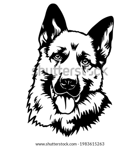 German Shepherd Dog Puppy Portrait Instant Download includes Cricut, Cameo German Shepherd Silhouette  Royalty-Free Stock Photo #1983615263