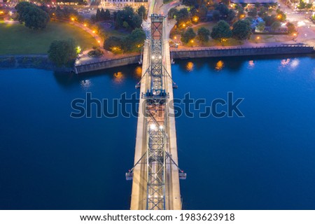 Portland Bridge in the Evening from Above