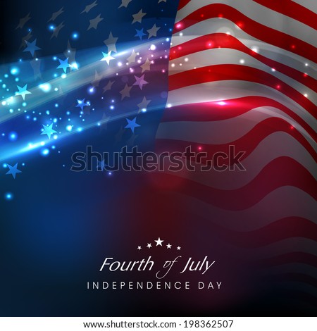 Shiny American national flag waving for Fourth of July, Independence Day celebrations.  Royalty-Free Stock Photo #198362507