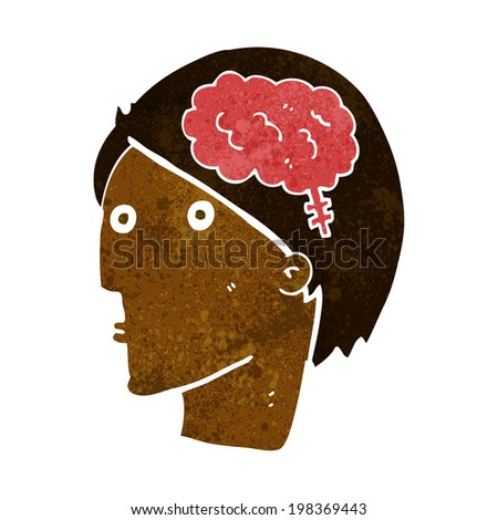 cartoon man with brain symbol