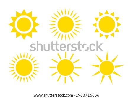 Vector nature sun summer icon designs. Abstract vector art of nature logos. Icon set of logo elements. Different unusual cartoon. Retro color beach sunshine design icon.Computer digitally illustration