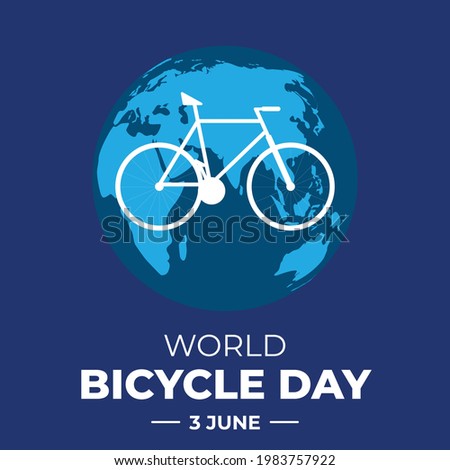 World Bicycle Day. June 3. Holiday concept. Template for background, banner, card, poster with text inscription. Vector 