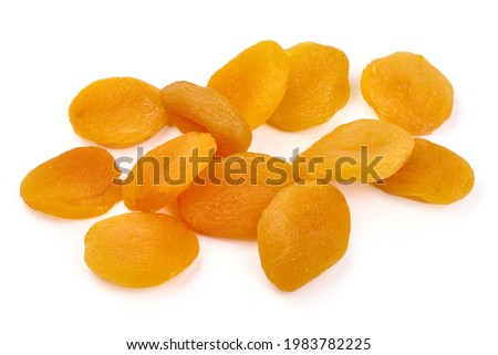 Dried apricots, isolated on white background. High resolution image.
