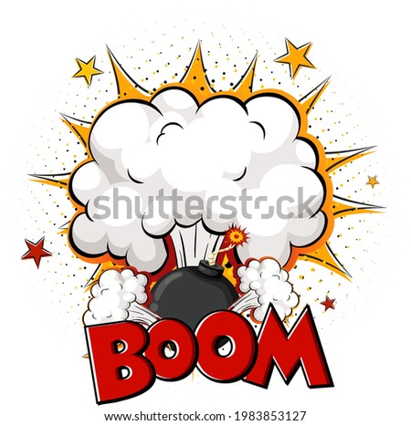 Blank boom comic speech bubble on white background illustration