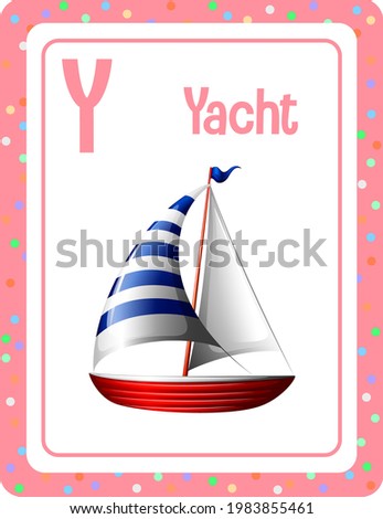 Alphabet flashcard with letter Y for Yacht illustration