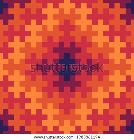 Seamless pattern. Ethnic backdrop. Mosaic tiles. Folk wallpaper. Tribal ornament. Geometric image. Ethnical motif. Surface texture. Textile print. Abstract background. Sayagata illustration. Vector