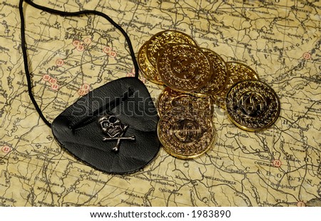 Photo of a Pirates Eyepatch and Gold Coins