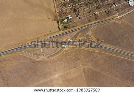 Crimea. Interchange with the bridge on the Tavrida highway. Aerial view