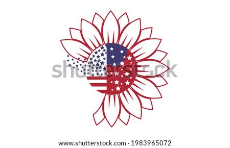 American flag sunflower Vector and Clip Art