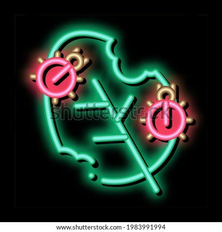 Bugs Eat Leaf neon light sign vector. Glowing bright icon Bugs Eat Leaf isometric sign. transparent symbol illustration