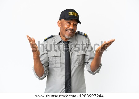 Senior staff man isolated on white background with shocked facial expression
