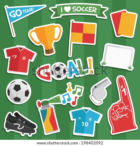 set of soccer/ football stickers with transparent shadows.