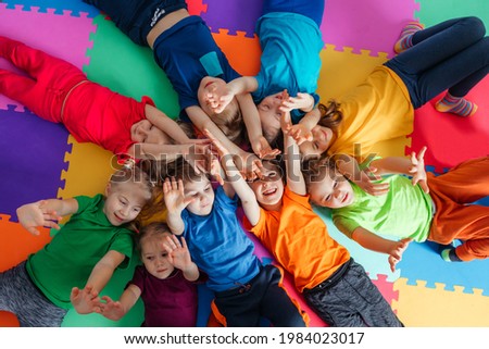 Time to relax after active games at the daycare Royalty-Free Stock Photo #1984023017