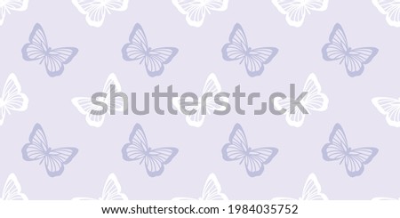 Pastel purple butterfly seamless repeat pattern design, cute butterfly vector wallpaper. Girly spring pattern background.