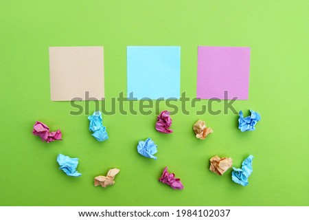 Empty space on multi-colored office stickers. Planning, Management, Employment, Business.