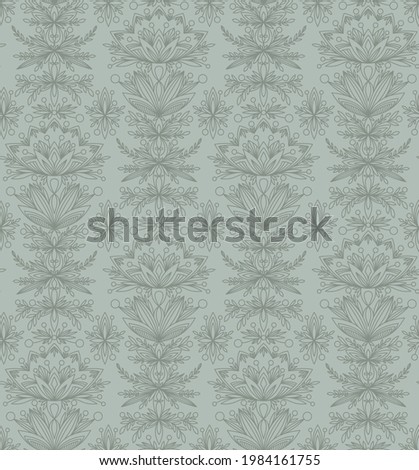 GREEN PATTERN WITH FABULOUS OLIVE FLOWERS IN VECTOR
