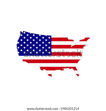 USA map vector with flag high detailed on a white background