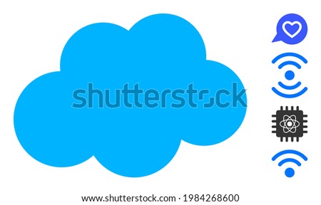 Cloud icon with flat style. Isolated vector cloud icon image on a white background, simple style. Some similar icons added.