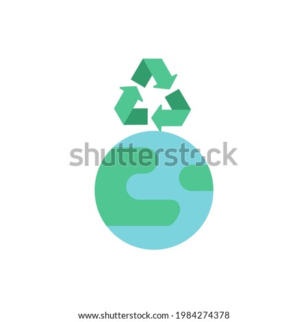 Recycle for planet preservation vector flat color icon. Global ecology and environmental protection. Zero waste campaign. Cartoon style clip art for mobile app. Isolated RGB illustration