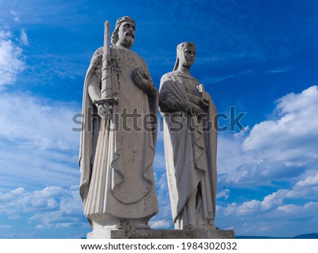 Statue of Szent Istvan king and Gizella queen in Veszprem Royalty-Free Stock Photo #1984302032