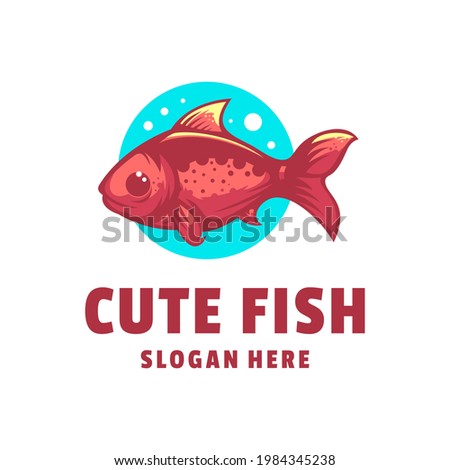 cute fish logo design vector
