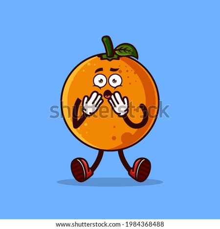 Cute Orange fruit character shocked. Fruit character icon concept isolated. Emoji Sticker. flat cartoon style Vector