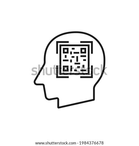 Human head with QR code silhouette vector illustration