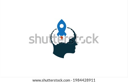 Rocket Brain symbol icon logo design vector template illustration
