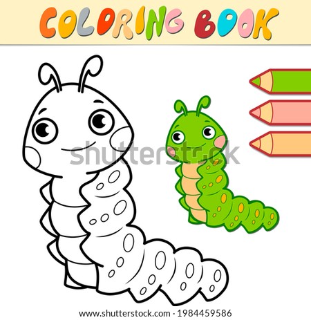 Coloring book or page for kids. caterpillar black and white vector illustration