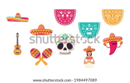 ten mexican celebration set icons