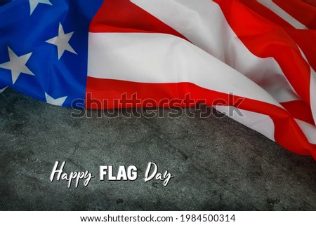 Flag Day. American Flag close up on dark background for Memorial Day or 4th of July.