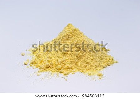 Sulfur or sulfur is a chemical element used for sulfuric acid for batteries, gunpowder making and rubber vulcanization. Royalty-Free Stock Photo #1984503113