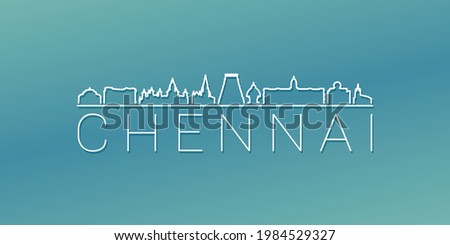 Chennai, Tamil Nadu, India Skyline Linear Design. Flat City Illustration Minimal Clip Art. Background Gradient Travel Vector Icon.