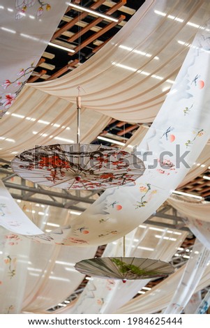Modern wedding scene, new Chinese curtain and wooden decoration