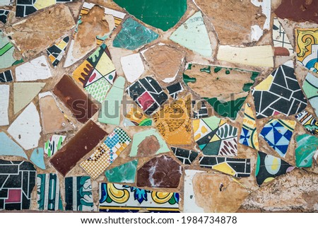 Bright, multicolored and old handmade mosaic