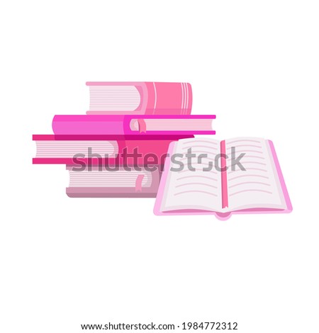 Books pink. Open book . Vector illustration design