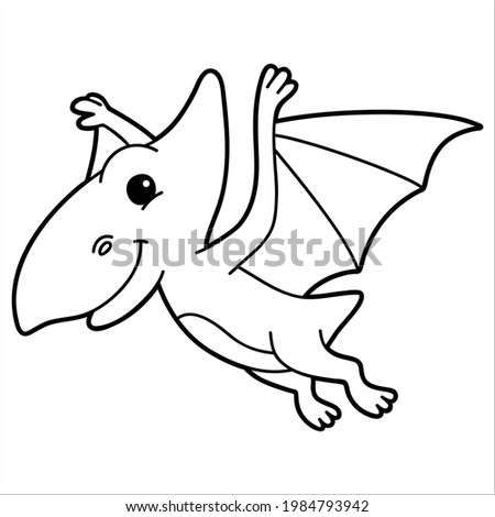Vector illustration coloring page with cartoon dinosaur for children, coloring and scrap book, printable