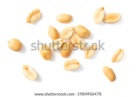 close up of roasted peanuts isolated on white background, top view Royalty-Free Stock Photo #1984906478