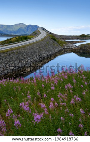 The Storseisundet Bridge is the longest of the eight bridges that make up the "The Atlantic Ocean Road"  Royalty-Free Stock Photo #1984918736