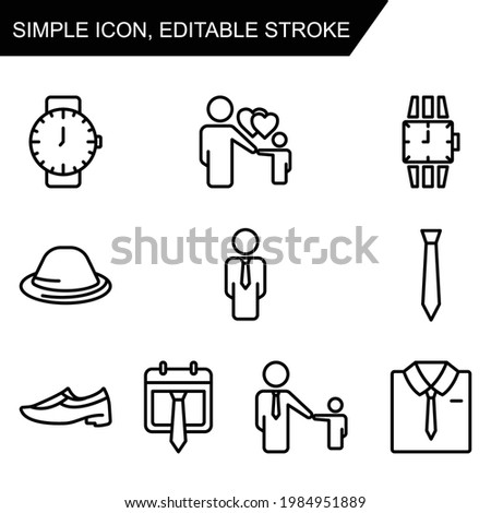 Father day icon set. outline style icon. simple illustration. Editable stroke. Design template vector