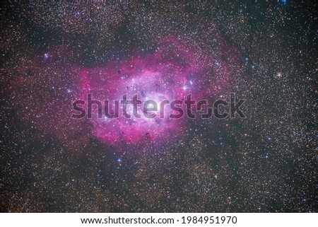 Lagoon nebula in autumn night in Southern Hemisphere